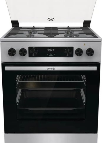 Плита Комбинированная Gorenje GKS6C70XF нержавеющая сталь (стеклянная крышка) реш.чугун