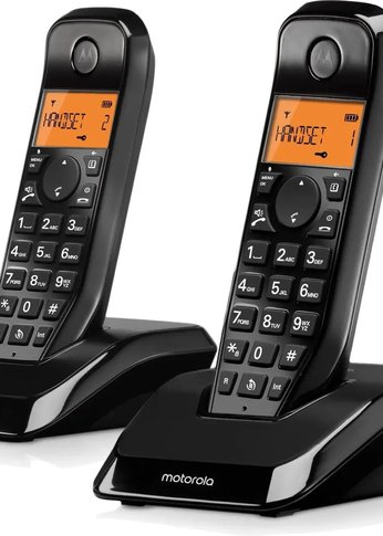 Р/Телефон Dect Motorola S1202 черный (труб. в компл.:2шт) АОН