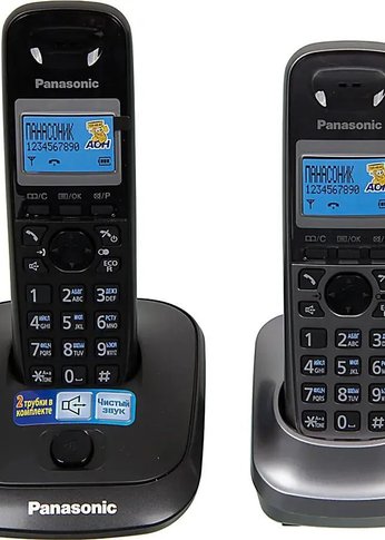 Р/Телефон Dect Panasonic KX-TG2512RU2 титан (труб. в компл.:2шт) АОН