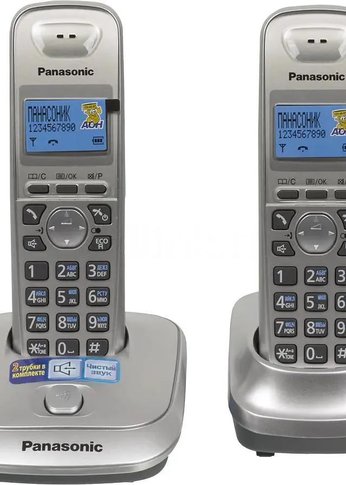 Р/Телефон Dect Panasonic KX-TG2512RUN платиновый (труб. в компл.:2шт) АОН