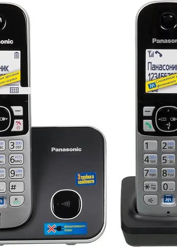 Р/Телефон Dect Panasonic KX-TG6812RU черный (труб. в компл.:2шт) АОН