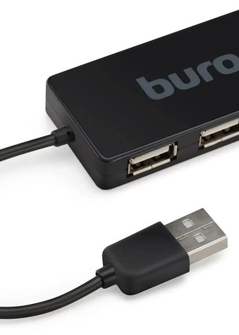 Разветвитель USB 2.0 Buro BU-HUB4-U2.0-Slim 4порт. черный
