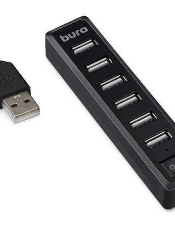 Разветвитель USB 2.0 Buro BU-HUB7-1.0-U2.0 7порт. черный