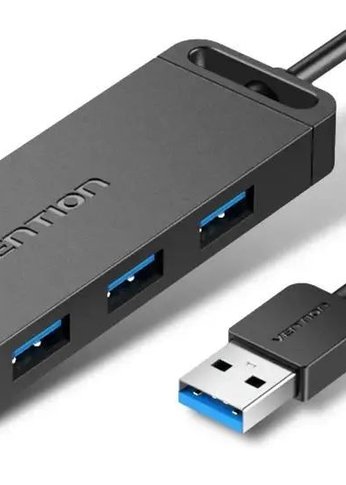 Разветвитель USB 3.0 Vention OTG на 4 порта Черный - 0.15м.