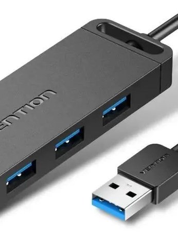 Разветвитель USB 3.0 Vention OTG на 4 порта Черный - 1м.