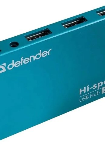 Разветвитель USB Defender USB (QUADRO) SEPTIMA SLIM USB 2.0, 7 порта, (с адап. 2А)