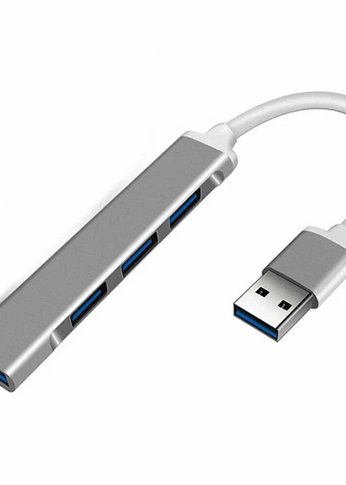 Разветвитель USB Orient CU-322, USB 3.0 (USB 3.1 Gen1)/USB 2.0 HUB 4 порта: 1xUSB3.0+3xUSB2.0, USB штекер тип А, алюминиевый корпус, серебристый (3123