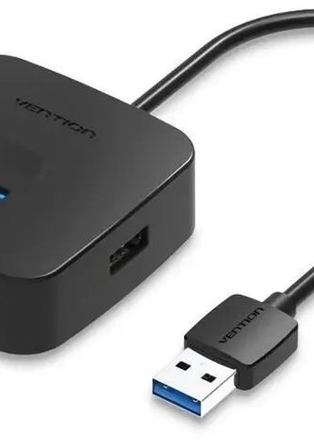 Разветвитель Vention OTG USB 2.0/ USB 3.0 на 4 порта Черный - 0.5м.