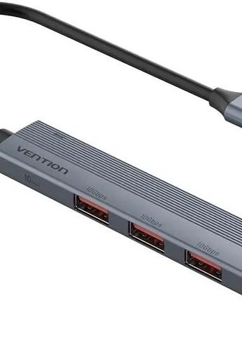 Разветвитель Vention OTG USB 3.2 Gen 2 Type-C на 4 USB порта + USB-C PD Серый - 0.15м.
