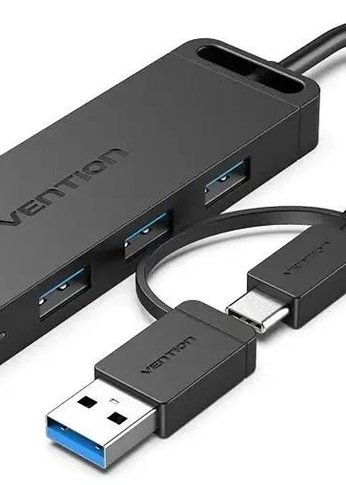 Разветвитель Vention OTG USB-C+USB 3.0 / 4xUSB 3.0 порта Черный - 0.15м.