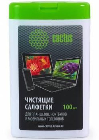 Салфетки Cactus CS-T1005 для планшетов и смартфонов малая туба 100шт влажных