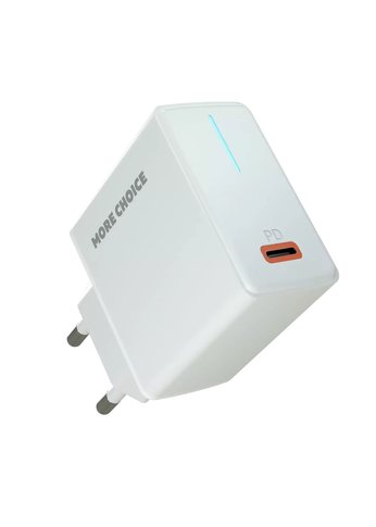 Сетевое З/У More Choice NC60 СЗУ 1USB-C 3.0A PD 20W быстрая зарядка White