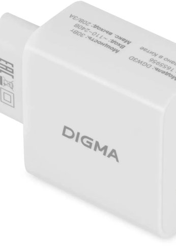 Сетевое зар./устр. Digma DGW3D 3A PD+QC универсальное белый (DGW3D0F110WH)