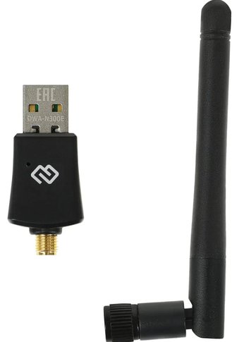 Сетевой адаптер WiFi Digma DWA-N300E N300 USB 2.0 (ант.внеш.съем) 1ант. (упак.:1шт)