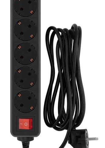 Сетевой фильтр PC Pet AP01006-3-B 3м (5 розеток) черный (пакет ПЭ)