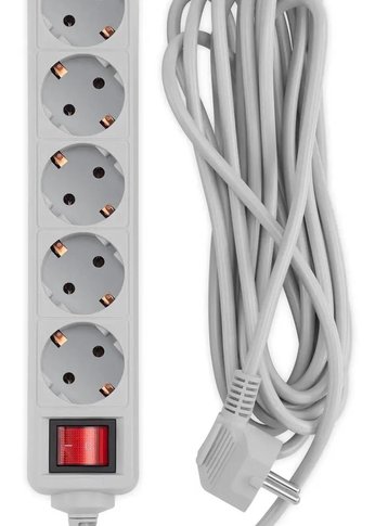 Сетевой фильтр PC Pet AP01006-5-G 5м (5 розеток) серый (пакет ПЭ)