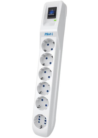 Сетевой фильтр Pilot L GP 6 розеток (5 евро + 1GP) 10 м/ Surge protector Pilot L GP 6 outlets (5 EUR + 1GP) 10 m white