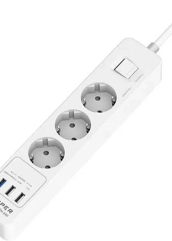 Сетевой удлинитель Harper UCH-340 White QC3.0 с USB зарядкой