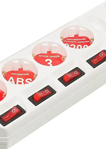 Сетевой удлинитель Most A10 3м (6 розеток) белый (пакет ПЭ)