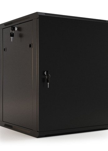 Шкаф коммутационный Hyperline (TWB-0945-SR-RAL9004) настенный 9U 600x450мм пер.дв.стал.лист 60кг черный 275мм 180град. 500мм IP20 сталь