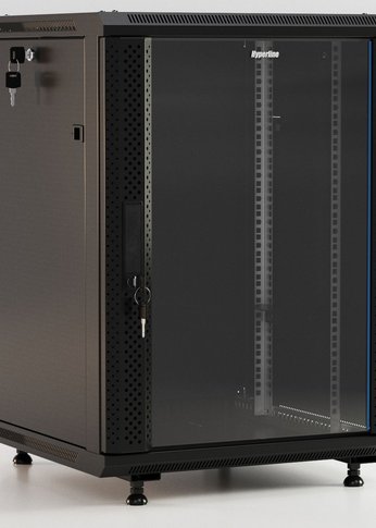 Шкаф коммутационный Hyperline (TWB-FC-1566-GP-RAL9004) настенный 15U 600x600мм пер.дв.стекл 60кг черный 787мм IP20 сталь