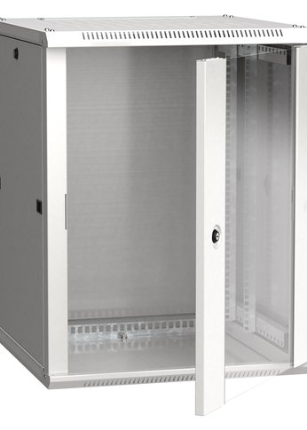 Шкаф коммутационный ITK Linea W (LWR3-12U66-GF) настенный 12U 600x600мм пер.дв.стекл задн.дв.стал.лист 90кг серый 500мм 32кг 200град. 635мм IP20 IK08