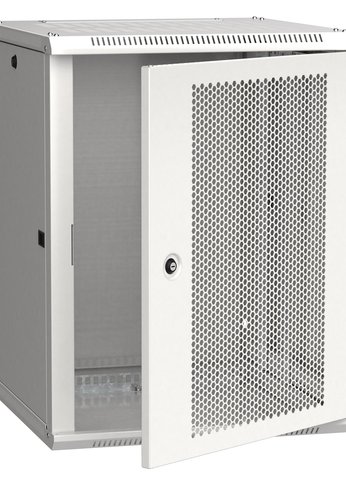 Шкаф коммутационный ITK Linea W (LWR3-15U66-PF) настенный 15U 600x450мм пер.дв.перфор. 90кг серый 500мм 200град. 770мм IP00 IK10 сталь