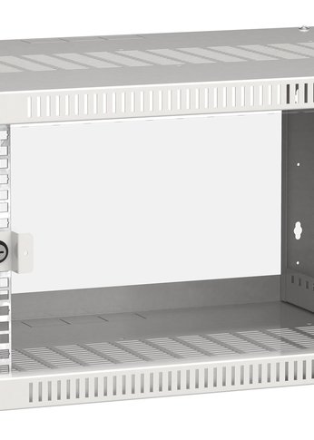 Шкаф коммутационный ITK Linea WE (LWE3-06U64-GF) настенный 6U 600x450мм пер.дв.стекл направл.под закл.гайки 50кг серый 400мм 11кг 200град. 320мм 20 с