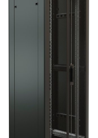 Шкаф коммутационный WRline (WR-TT-2266-DD-RAL9004) напольный 22U 600x600мм пер.дв.перфор.2ств. задн.дв.перфор.2-хст. 2 бок.пан. направл.под винты 800