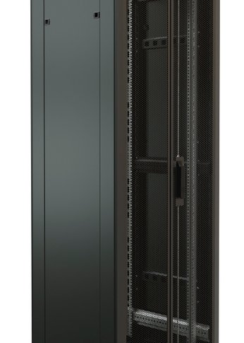 Шкаф коммутационный WRline (WR-TT-2766-DD-RAL9004) напольный 27U 600x600мм пер.дв.перфор.2ств. задн.дв.перфор.2-хст. 2 бок.пан. направл.под винты 800