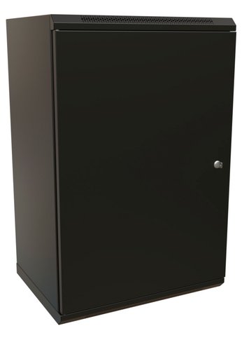 Шкаф коммутационный WRline (WR-TW-2266-SR-RAL9004) настенный 22U 600x600мм пер.дв.металл 2 бок.пан. направл.под винты 60кг черный 520мм 1086мм IP20 с