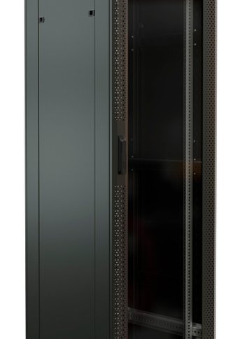 Шкаф серверный WRline (WR-TT-2261-AS-RAL9004) напольный 22U 600x1000мм пер.дв.стекл задн.дв.стал.лист 2 бок.пан. 800кг черный 910мм 1166мм IP20 сталь