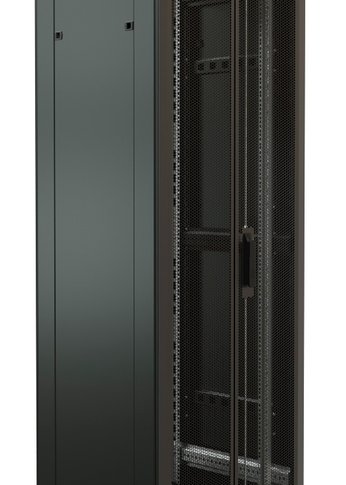 Шкаф серверный WRline (WR-TT-4268-DD-RAL9004) напольный 42U 600x800мм пер.дв.перфор.2ств. задн.дв.перфор.2-хст. 2 бок.пан. 800кг черный 710мм 2055мм