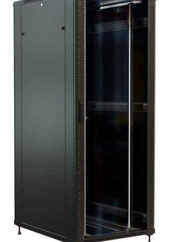 Шкаф серверный WRline (WR-TT-4288-AS-RAL9004) напольный 42U 800x800мм пер.дв.стекл задн.дв.стал.лист 2 бок.пан. 800кг черный 710мм 2055мм IP20 сталь