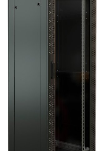 Шкаф серверный WRline (WR-TT-4768-AS-RAL9004) напольный 47U 600x800мм пер.дв.стекл задн.дв.стал.лист 2 бок.пан. 800кг черный 710мм 2277мм IP20 сталь