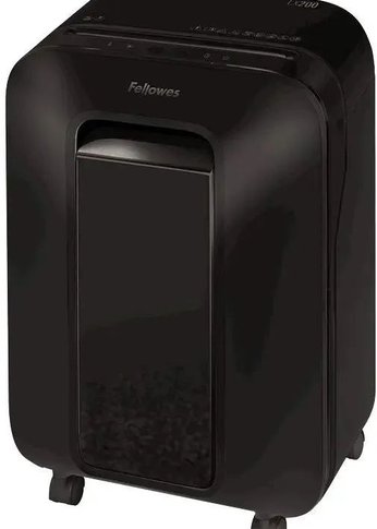 Шредер Fellowes PowerShred LX200 черный (секр.P-4) перекрестный 12лист. 22лтр. скрепки скобы пл.карты