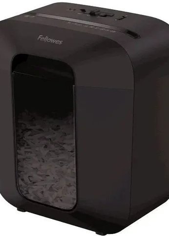 Шредер Fellowes PowerShred LX25 черный (секр.P-4) перекрестный 6лист. 11.5лтр. скрепки скобы пл.карты