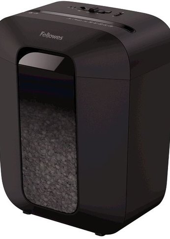 Шредер Fellowes PowerShred LX41 черный (секр.P-4) перекрестный 8лист. 17лтр. скрепки скобы пл.карты