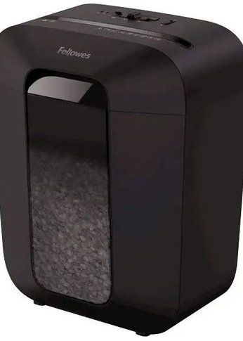 Шредер Fellowes PowerShred LX50 черный (секр.P-4) перекрестный 9лист. 17лтр. скрепки скобы пл.карты