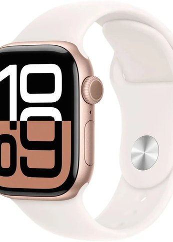 Смарт-часы Apple Watch Series 10 A2997 42мм OLED корп.розовое золото Sport Band рем.белый разм.брасл.:130-180мм (MWWH3LW/A)