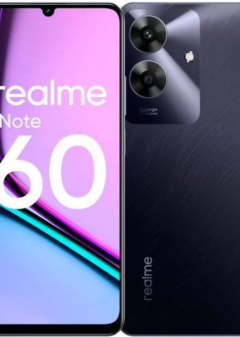 Смартфон Realme RMX3933 Note 60 128Gb 4Gb черный моноблок 3G 4G 2Sim 6.74" 720x1600 Android 14 32Mpix 802.11 a/b/g/n/ac GPS GSM900/1800 GSM1900 Touch