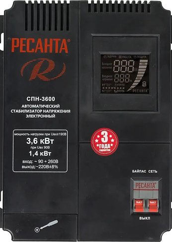 Стабилизатор напряжения Ресанта СПН-3600 3600Вт черный
