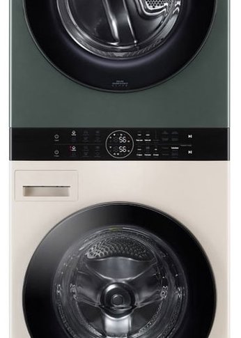 Стирально-сушильная машина LG WashTower W1S1CVKK2HM зеленый/бежевый 18кг/16кг сушка 1100 об/мин с паром инвертор