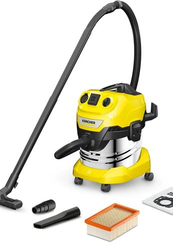 Строительный пылесос Karcher WD 4 P S V-20/5/22 1000Вт (уборка: сухая/сбор воды/выдув) желтый