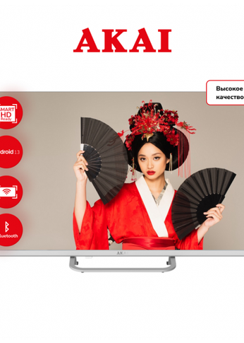 Телевизор LED 32" Akai TA32BF552 (RU) белый FHD SmartTV безрамочный