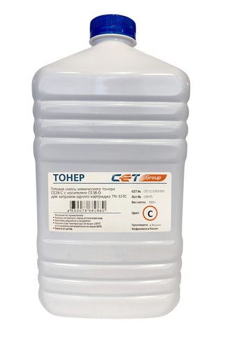 Тонер Cet CE28-C/CE28-D CET111053550 голубой бутылка 550гр. (в компл.:девелопер) для принтера KONICA MINOLTA Bizhub C258/308/368