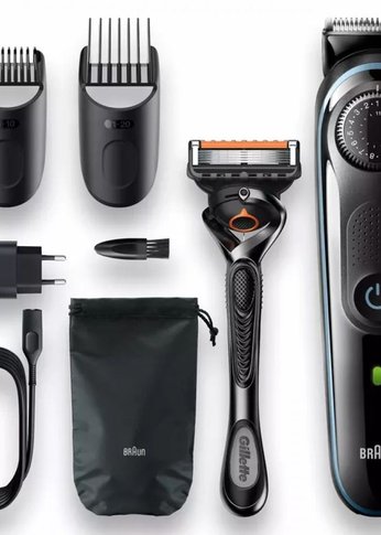 Триммер Braun BT5341 для бороды + Бритва Gillette черный/серый