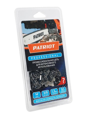 Цепь Patriot 91LP-50E, 3/8 1,3 50 звеньев, чизель, PROFESSIONAL (блистер)