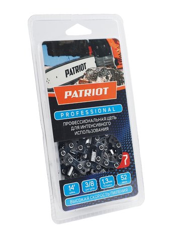 Цепь Patriot 91LP-52E, 3/8 1,3 52 звена, чизель, PROFESSIONAL (блистер)