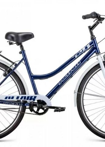Велосипед ALTAIR CITY 28 low 3.0 (28" 3 ск. рост. 19") 2022, темно-синий/белый, RBK22AL28028